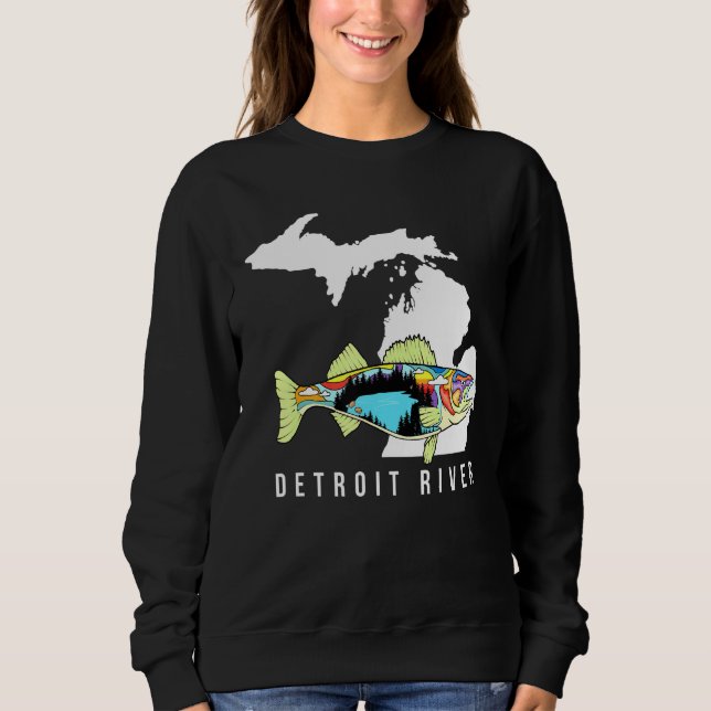 Michigan Detroit River Walleye Fischen Süßwasser Sweatshirt (Vorderseite)