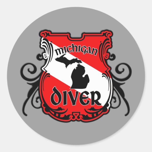 Michigan Diver Runder Aufkleber (Vorderseite)