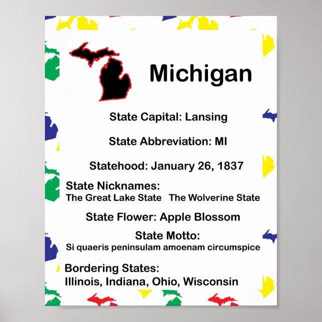 Michigan Educational Fact US-Staat Poster (Vorne)