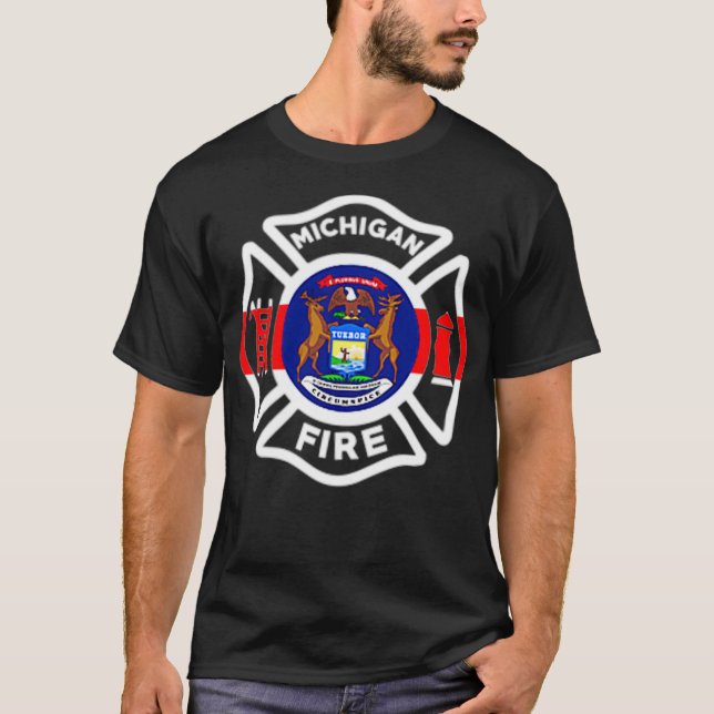 Michigan Fire Department Feuerwehr Feuerwehrleute T-Shirt (Vorderseite)