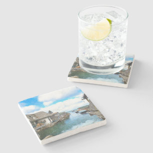 Michigan Fish Town Malerei Steinuntersetzer