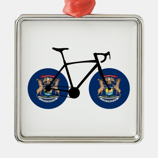 Michigan Flag Cycling Ornament Aus Metall (Vorne)