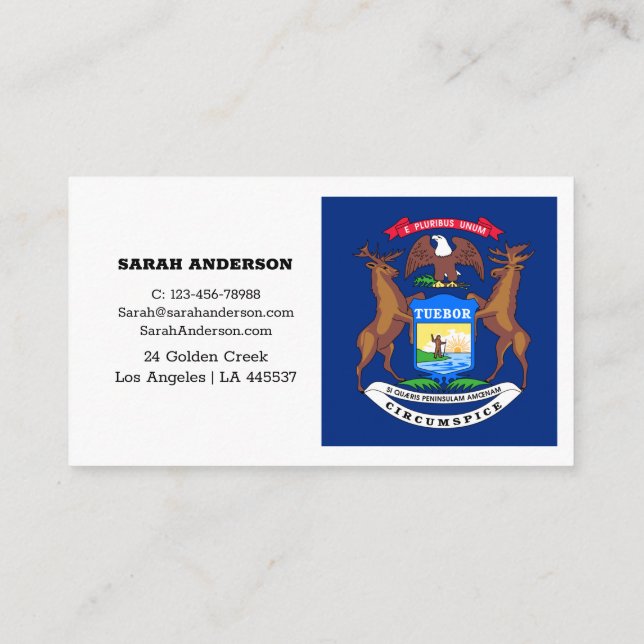 Michigan Flag Elegante Business Cards / USA Visitenkarte (Rückseite)