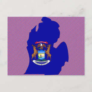 Michigan Flag Map Postkarte