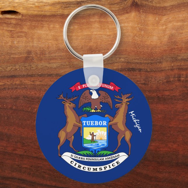 Michigan Flag & Michigan Urlaub, Patrioten/Sport Schlüsselanhänger (Vorderseite)