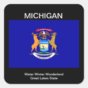 Michigan Flag Quadratischer Aufkleber