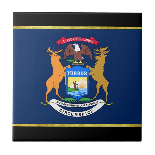 Michigan-Flagge Fliese (Vorderseite)