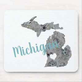 Michigan Floral Filled Silhouette Mousepad