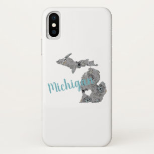 Michigan Floral gefüllt Silhouette mit "Michigan" Case-Mate iPhone Hülle