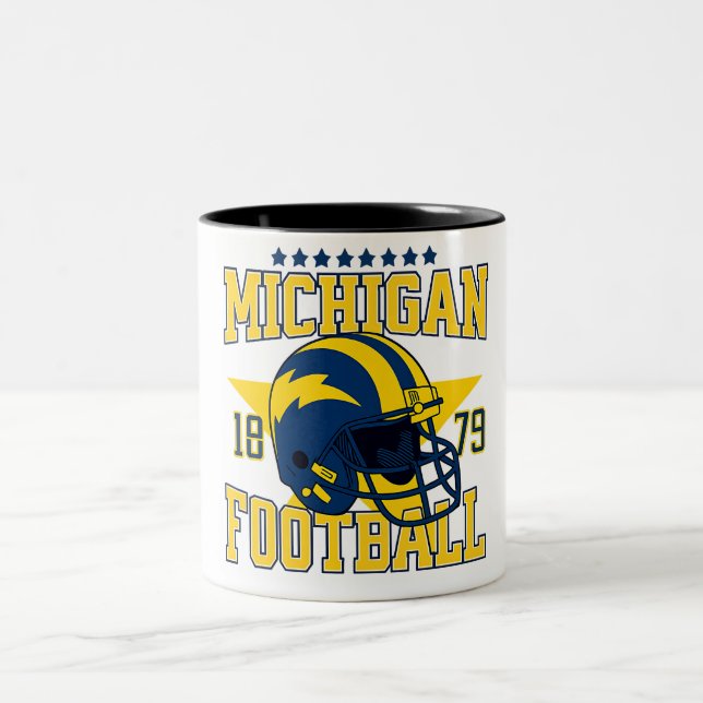 Michigan Football Helmet Vintage College Mug Zweifarbige Tasse (Mittel)