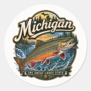 Michigan Forelle Große Seen Runder Aufkleber