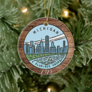 Michigan Frohe Weihnachten - Jahr - Persönlich ges Keramik Ornament