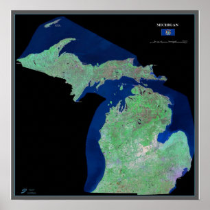 Michigan from space satellite poster