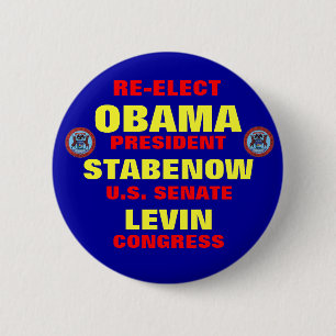 Michigan für Obama Stabenow Levin Button