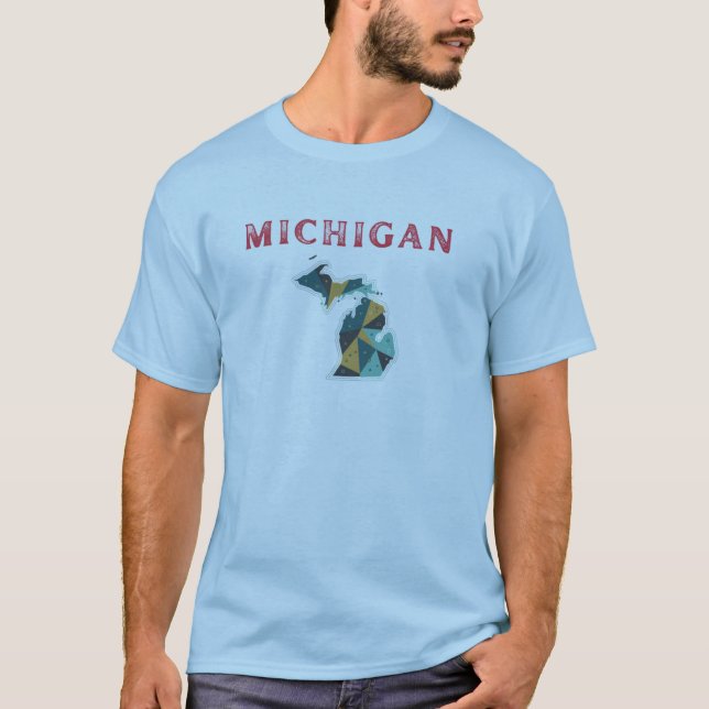 Michigan Geometric Map T - Shirt | Minimalistische (Vorderseite)