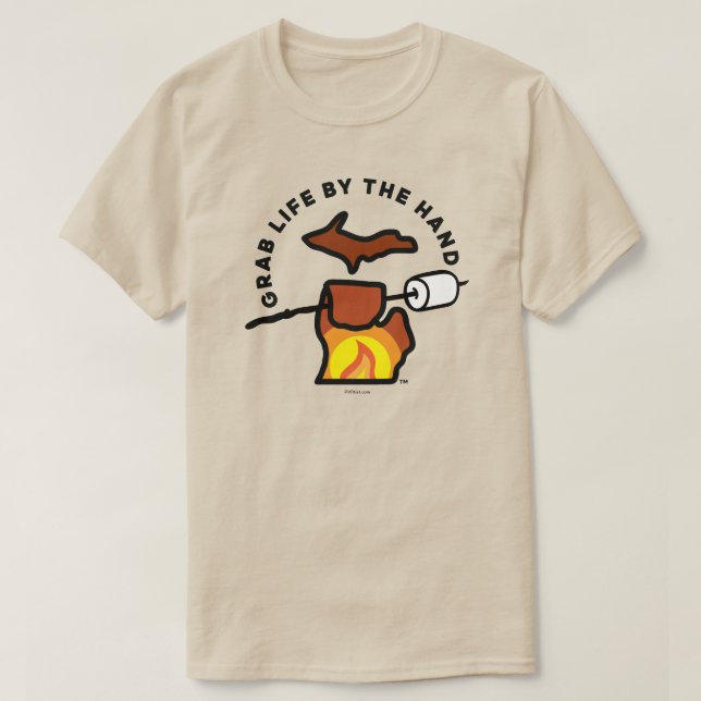 Michigan - Grab Life by Hand™ Campfire T - Shirt (Design vorne)
