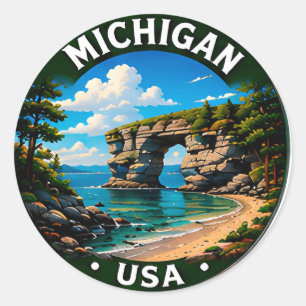 Michigan Great Lakes Outdoor-Reise Runder Aufkleber