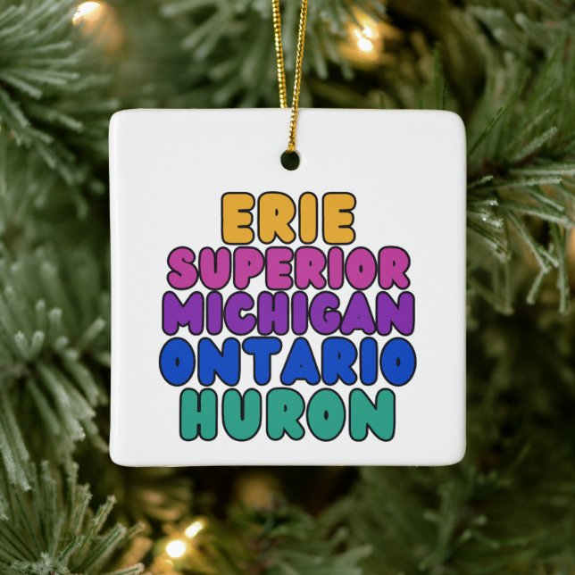 Michigan Great Lakes Rainbow Text Ornament  (Baum)