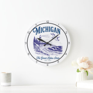 Michigan Great Lakes State Große Wanduhr