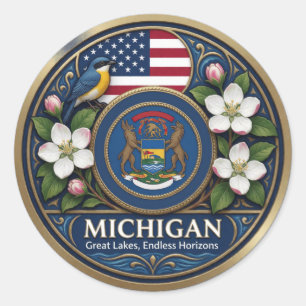Michigan Great Lakes State Heritage 🌊 Runder Aufkleber
