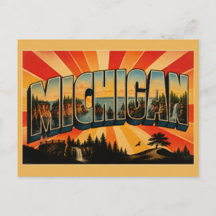 Michigan Great Lakes Wälder Wasserfälle Kunst Postkarte