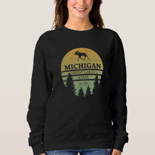 Michigan Great Seen Staat Moose Tree Silhouette Sweatshirt