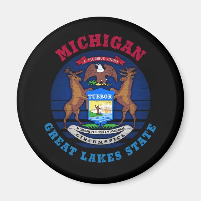 MICHIGAN GREAT SEES STAAT FLAG MAGNET (Vorne)