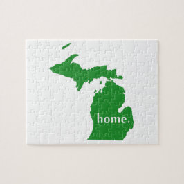 Michigan Green Zuhause Silhouette Jigsaw Puzzle