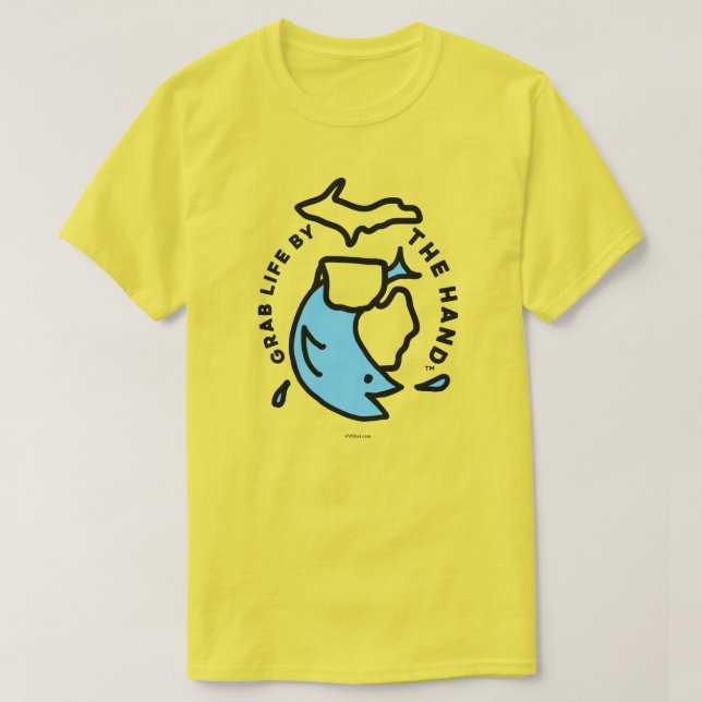 Michigan - Greifleben durch Hand™ Fisch-T - Shirt (Design vorne)
