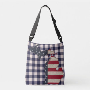 Michigan Grunge   Americana   Patriotisch Tragetaschen Mit Langen Trägern