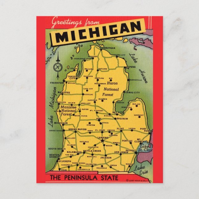Michigan Grußkarte Postkarte (Vorderseite)