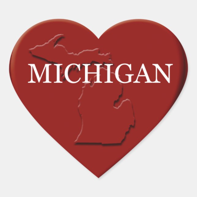 Michigan Heart Map Design Sticker (Vorderseite)