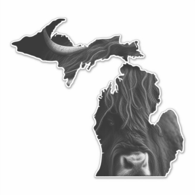 Michigan Highland Cow Aufkleber (Vorderseite)