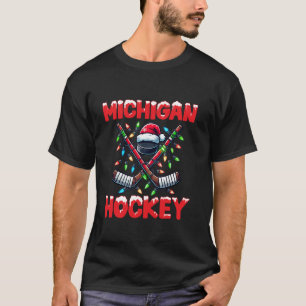 Michigan Hockey Stick Weihnachtsbeleuchtung H T-Shirt