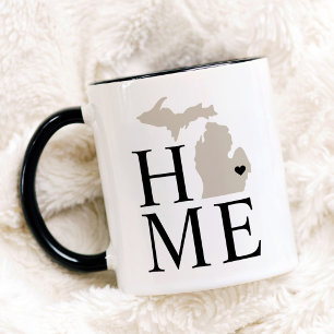 Michigan Home Beige und Schwarz State Herz Tasse