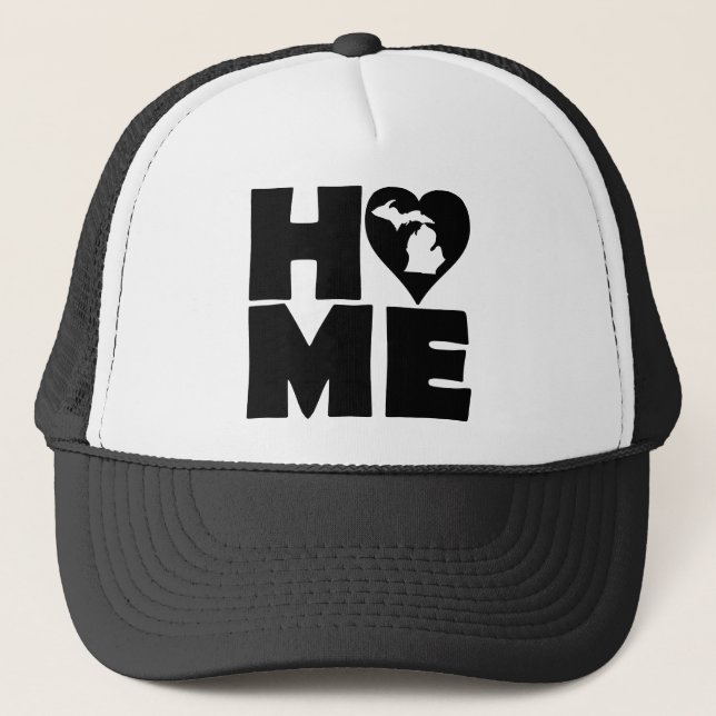 Michigan Home Heart State Ball Cap Trucker Hat Truckerkappe (Vorderseite)