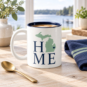 Michigan Home Mint und Navy Blue Benutzerdefiniert Zweifarbige Tasse