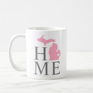 Michigan Home Pink und Grau State Herz Kaffeetasse
