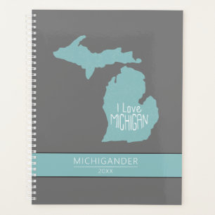 Michigan I Liebe Blue Gray Silhouette Planer