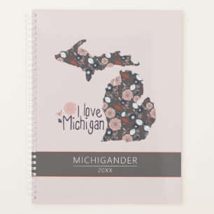Michigan I Liebe Pink Brown Muster Floral Planer