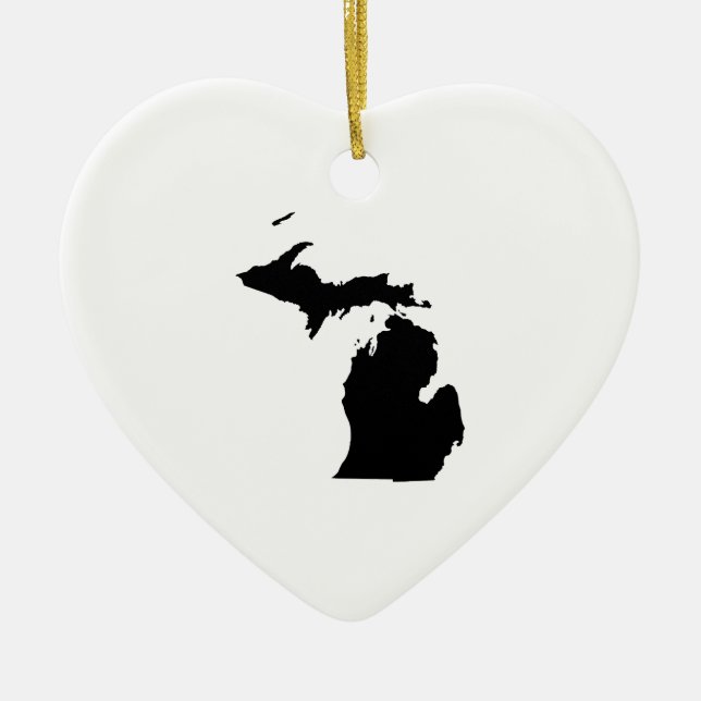 Michigan in Schwarz und Weiß Keramik Ornament (Vorne)