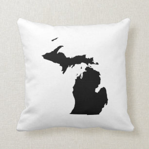 Michigan in Schwarz und Weiß Kissen