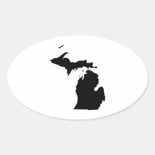 Michigan in Schwarz und Weiß Ovaler Aufkleber