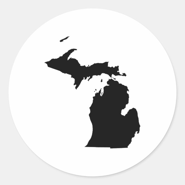 Michigan in Schwarz und Weiß Runder Aufkleber (Vorderseite)