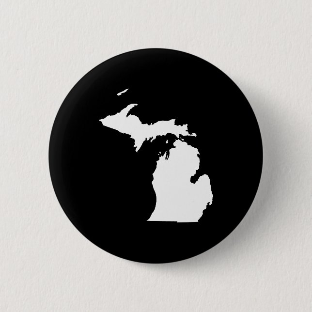 Michigan in Weiß und Schwarz Button (Vorderseite)