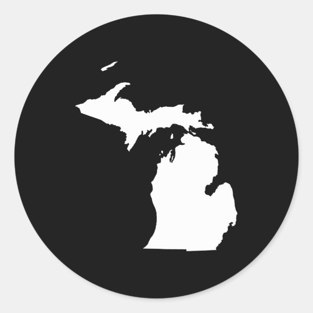 Michigan in Weiß und Schwarz Runder Aufkleber (Vorderseite)