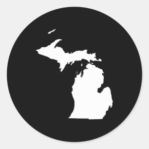 Michigan in Weiß und Schwarz Runder Aufkleber