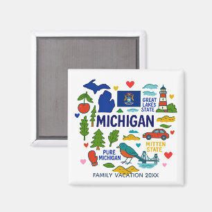Michigan Individuelles Familientrip-Erinnerungsstü Magnet