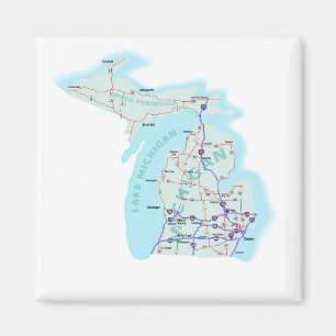 Michigan Interstate Map Magnet