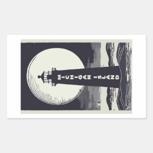 Michigan Island Lighthouse Moon Rechteckiger Aufkleber